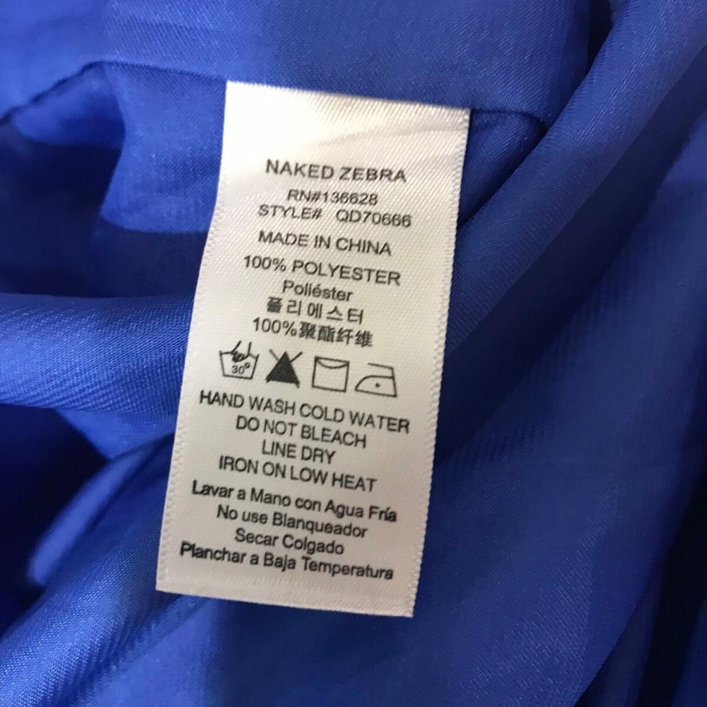 Naked Zebra Zip Back Royal Blue Dress Sz S - Picture 7 of 7